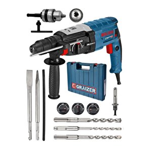 Alman 3000 W Bakir Sargili Kırıcı Delici Hilti Matkap Metal Şanzumanlı + 5 Adet Uç Yedek Mandren Gri