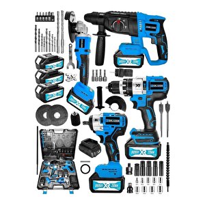Alman 999 Vf 20 Ah 4 Lü Set Akülü Şarjlı Kırıcı Delici Taşlama Vidalama Somun Sökme Set