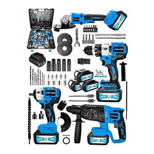 Alman 999 Vf 20 Ah 4 Lü Set Akülü Şarjlı Kırıcı Delici Taşlama Vidalama Somun Sökme Set