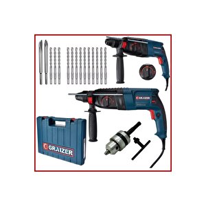 Alman G-3000 Watt 5.0 Joul Metal Dişli Hilti Darbeli Matkap + Yedek Mandren + 15 Uç Kırıcı Delici