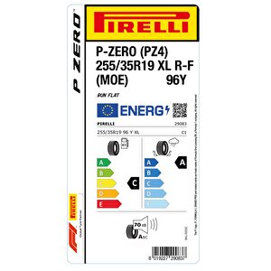 255/35r19 96y Xl P-zero (pz4) (moe) R-f Oto Yaz Lastiği (üretim: 2024)
