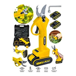 Alman 128 Vf 10 Ah Kömürsüz Motor Akülü Bağ Makasi Dal Budama Kesme Makasi Makinesi Çantali