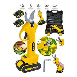 Alman 128 Vf 10 Ah Kömürsüz Motor Akülü Bağ Makasi Dal Budama Kesme Makasi Makinesi Çantali