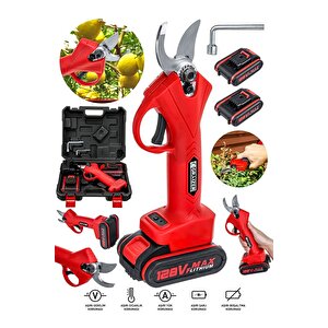 Alman 128 Vf 10 Ah Kömürsüz Motor Akülü Bağ Makasi Dal Budama Kesme Makasi Makinesi Çantali