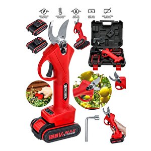 Alman 128 Vf 10 Ah Kömürsüz Motor Akülü Bağ Makasi Dal Budama Kesme Makasi Makinesi Çantali