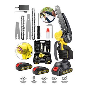 Alman 128 Vf 10 Ah Akülü Dal Kesme Budama Testere Bıçkı Makinesi + 2 Adet Zincir Hediyeli