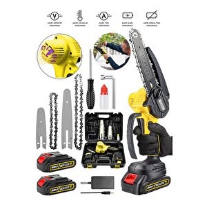 Alman 128 Vf 10 Ah Akülü Dal Kesme Budama Testere Bıçkı Makinesi + 2 Adet Zincir Hediyeli