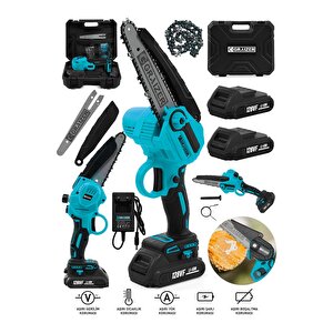 Alman 128 Vf 10 Ah Yağ Pompali Kömürsüz Motor Akülü Dal Kesme Budama Testere Bıçkı Makinesi 20cm