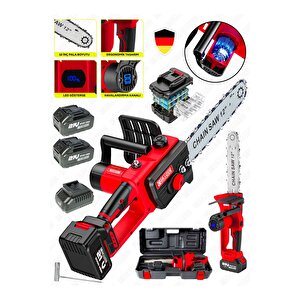 21 Vf 3000 Mah Dijital Şarj Göstergeli Karbon Motor Şarjlı Akülü Dal Kesme Budama Testere Makinesi