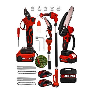 Alman 598 Vf 20 Ah 2 Akülü Kömürsüz Şarjlı Ağaç Dal Kesme Budama Makası Testere 2.7 Metre Teleskop