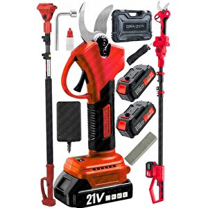 Alman 21 V Akülü Bağ Dal Ağaç Budama Şarjlı Kesme Makası Makas Makinesi + Teleskop Uzatma