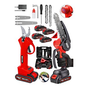 Alman 598 Vf 20 Ah 2 Li Set 4 Akülü Çelik Şanzuman Şarjlı Dal Ağaç Kesme Bağ Budama Makası Testere