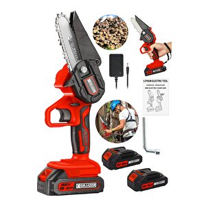 Alman 88 V 10 Ah Akülü Dal Kesme Budama Testere Bıçkı Makinesi Çift Akülü Çantali 10 Cm Pala