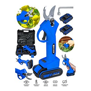 Alman 128 Vf 10 Ah Kömürsüz Motor Akülü Bağ Makasi Dal Budama Kesme Makasi Makinesi Çantali