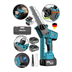 Graizer Alman 21 Vf 3000 Mah Dijital Şarj Göstergeli Şarjlı Akülü Dal Kesme Budama Testere Makinesi 10 Pilli