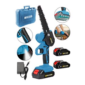 Alman 88 V 10 Ah Akülü Dal Kesme Budama Testere Bıçkı Makinası Çift Akülü Çantali