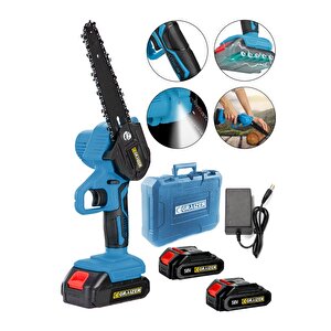 Alman 88 V 10 Ah Akülü Dal Kesme Budama Testere Bıçkı Makinası Çift Akülü Çantali