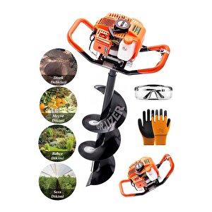 Alman 14000 Rpm Benzinli Motorlu Toprak Burgu Toprak Delme Makinesi