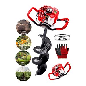 Alman 14000 Rpm Benzinli Motorlu Toprak Burgu Toprak Delme Makinesi