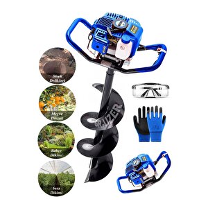 Alman 14000 Rpm Benzinli Motorlu Toprak Burgu Toprak Delme Makinesi