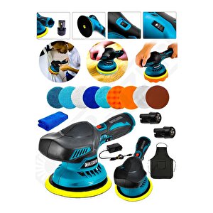 Alman 598 Vf Li-ion Çift Akülü 6 Kademe Devir Ayarlı Pasta Cila Polisaj Zımpara Makinesi Orbital