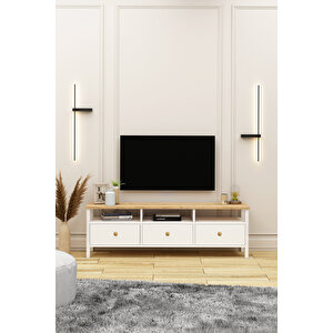 Remy Tv Ünitesi Ahşap Kulplu 150 Cm Alt Modül Sepetbeyaz