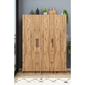 Erzak Dolabı 3 Kapaklı 180 Cm Çok Amaçlı Banyo Kiler Dolabı Atlantik Çam