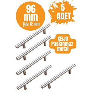 5 Adet Keijo Inox 96mm Paslanmaz Kulp (mobilya, Dolap Kulbu, Kulp Modeli)