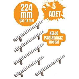 5 Adet Keijo Inox 224mm Paslanmaz Kulp (mobilya, Dolap Kulbu, Kulp Modeli)