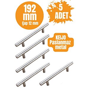 5 Adet Keijo Inox 192mm Paslanmaz Kulp (mobilya, Dolap Kulbu, Kulp Modeli)
