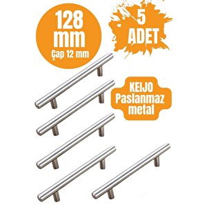 5 Adet Keijo Inox 128mm Paslanmaz Kulp (mobilya, Dolap Kulbu, Kulp Modeli)