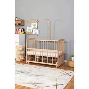 Ahşap Beşik Anne Yanı Beşik Organik (boyasiz) 60x120 - Uyku Setsiz Tek Yataklı