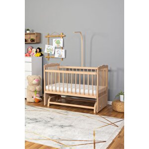 Ahşap Beşik Anne Yanı Beşik Organik (boyasiz) 60x120 - Uyku Setsiz Tek Yataklı