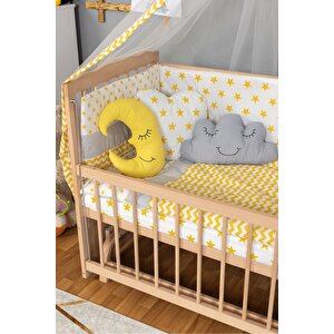 Ahşap Beşik Anne Yanı Beşik Organik (boyasiz) 60x120 - Sarı Yıldız Uyku Seti Yatak