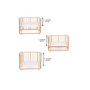 Ahşap Beşik Anne Yanı Beşik Beyaz 60x120 Sarı Yıldız Uyku Seti Yatak