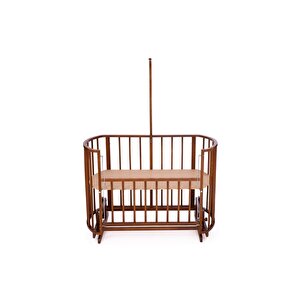 Ahşap Beşik Anne Yanı Beşik Ceviz 60x120 - Uyku Setsiz Tek Yataklı
