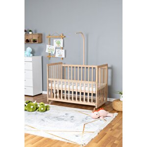 Ahşap Beşik Anne Yanı Beşik Organik 70x130 - Uyku Setsiz Tek Yataklı