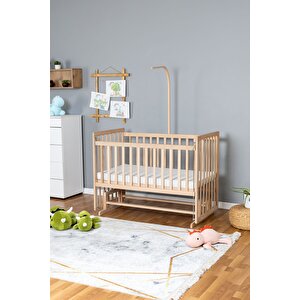 Ahşap Beşik Anne Yanı Beşik Organik 70x130 - Uyku Setsiz Tek Yataklı