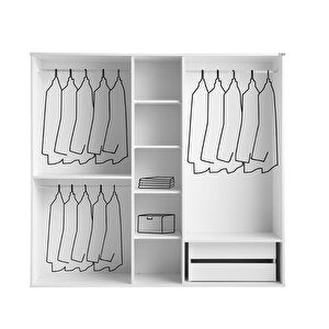 Masal %100 Mdf Membran 5 Kapaklı Dolap Gardırop beyaz