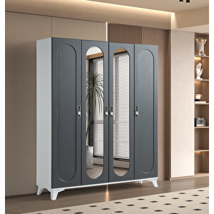 Masal %100 Mdf Membran 4 Kapaklı Dolap Gardırop antrasit
