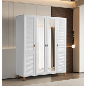 Favori % 100 Mdf Membran 4 Kapaklı Dolap Gardırop beyaz