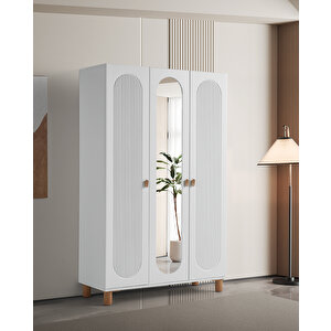 Peri %100 Mdf Membran 3 Kapaklı Dolap Gardırop beyaz