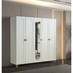 Masal %100 Mdf Membran 5 Kapaklı Dolap Gardırop aytaşı