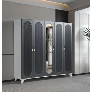 Peri %100 Mdf Membran 5 Kapaklı Dolap Gardırop