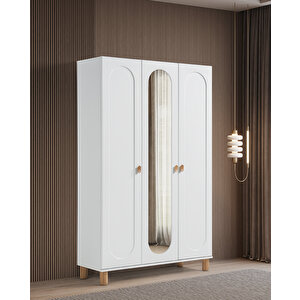 Masal %100 Mdf Membran 3 Kapaklı Dolap Gardırop beyaz