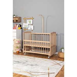 Ahşap Beşik Anne Yanı Beşik Organik (boyasiz) 60x120 - Tekerlekli Uyku Setsiz Ve Yataksız