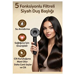 5 Adet Yedek Filtreli Yüksek Basınçlı Filtreli (kireç Önleyici)duş Başlığı 5 Fonksiyonlu