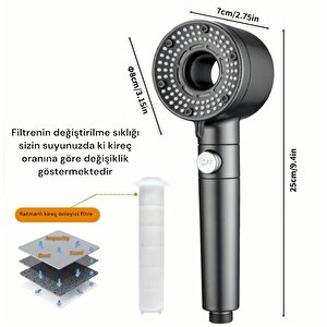 5 Adet Yedek Filtreli Yüksek Basınçlı Filtreli (kireç Önleyici)duş Başlığı 5 Fonksiyonlu