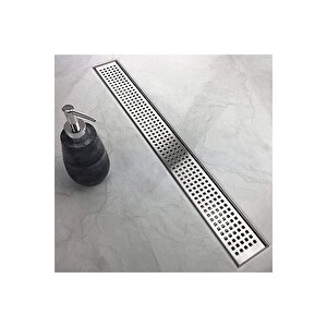 Paslanmaz Duş Kanalı Plastik Gövde 304 Paslanmaz Izgara Kare Delme 60 Cm Yer Süzgeci