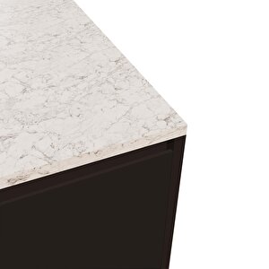 Vino L5130 Mutfak Adası 127cm Mermer Üst Antrasit Alt Şaraplık Depolamalı Oturmalı Çok Amaçlı Ada Masa